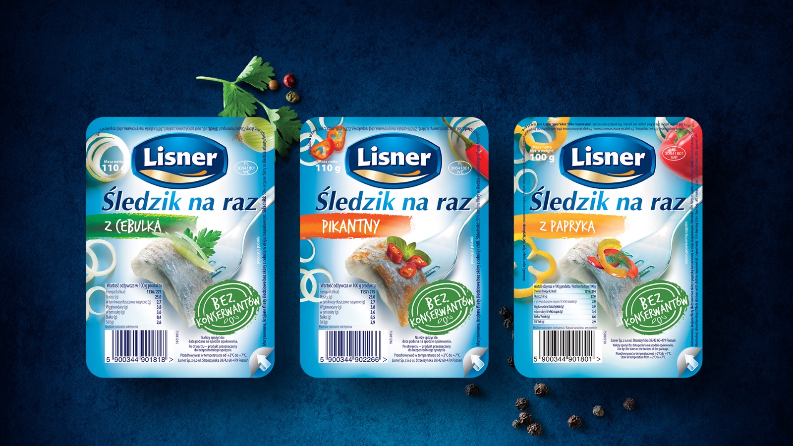 Lisner - projekty opakowań i wizualizacja